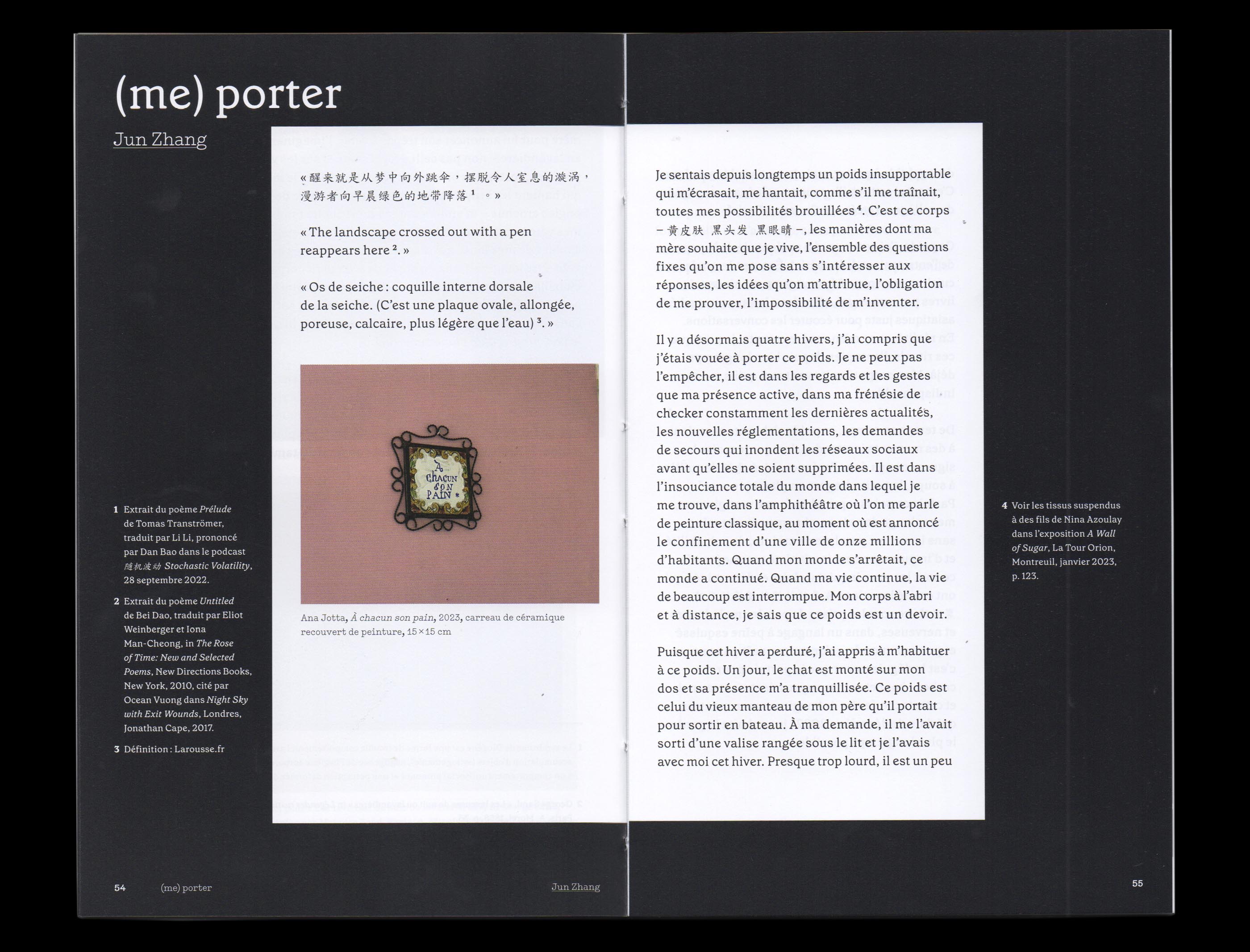 Double-page intérieure du catalogue de l'exposition